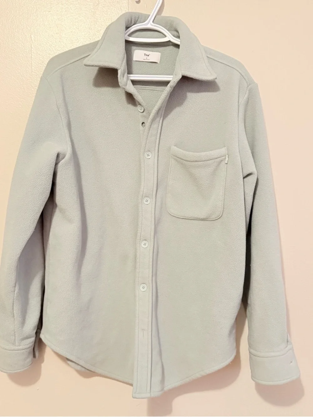 TNA women’s Sage Green Fleece Button-Up Shirt - Picture 1 of 3